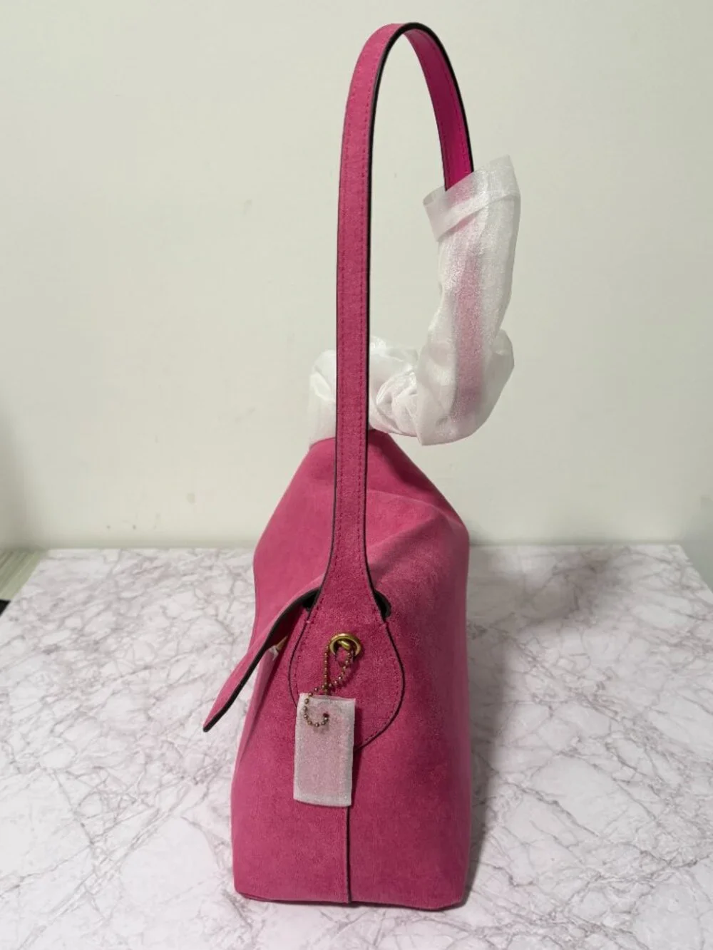 COACH Eliza Suede Flap Shoulder Bag, Pink
